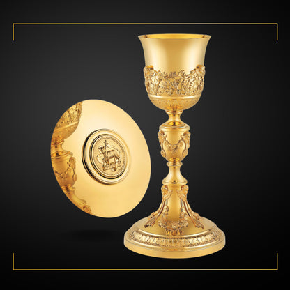 Chalice & Paten in empire style, 11” Ht. sold by The Clergy Store