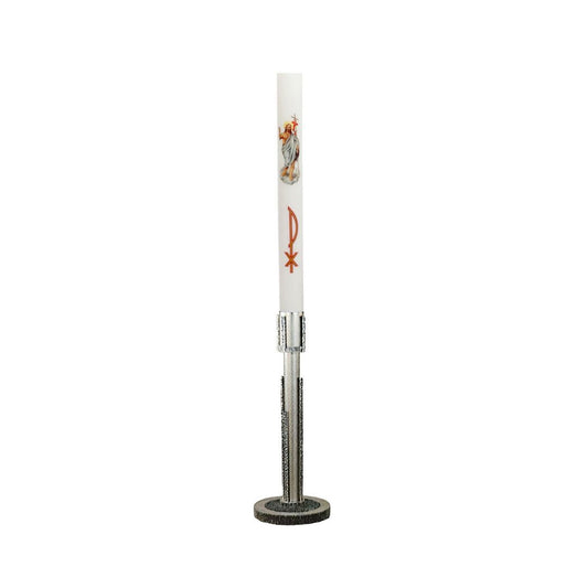 Paschal Candlestick Holder with silver finish. Made in Italy and sold by The Clergy Store