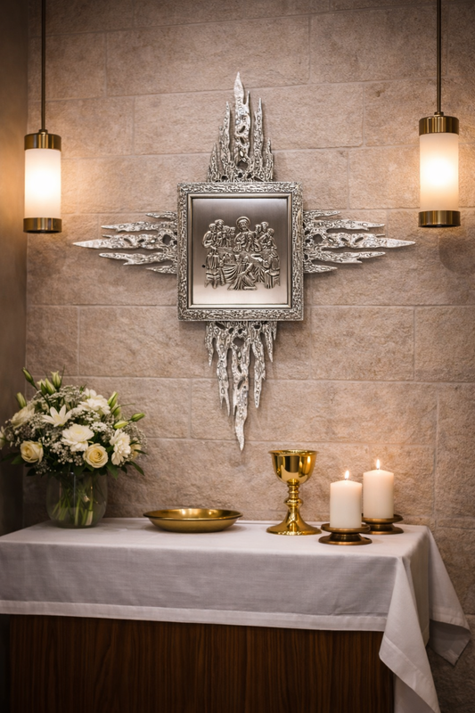 Wall Tabernacle made in Italy Last Supper with Rays