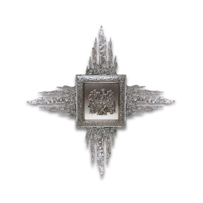 Bronze tabernacle Last Supper with Rays in silver finish . Made in Italy and sold by The Clergy Store
