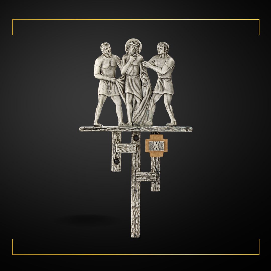 Stations of the Cross in Silver Plated Bronze. Made in Italy and Sold by The Clergy Store