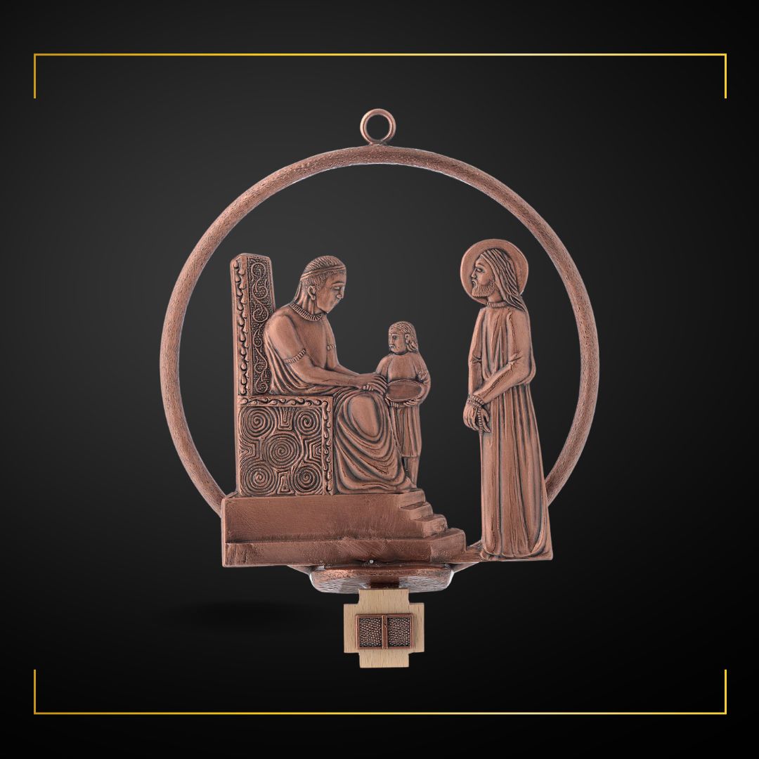 Stations of the Cross in copper bronze finish. Made in Italy and Sold by The Clergy Store