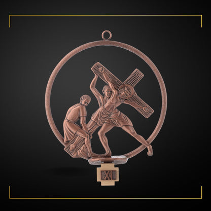 Stations of the Cross in copper bronze finish. Made in Italy and Sold by The Clergy Store