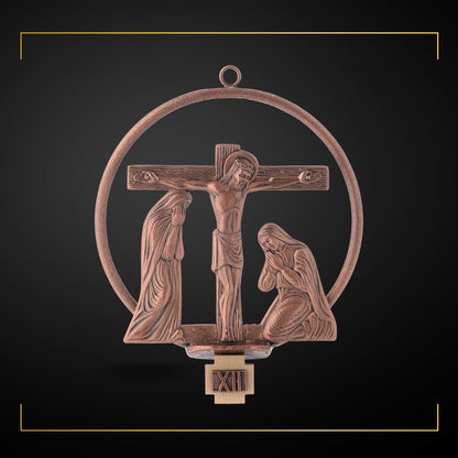 Stations of the Cross in copper bronze finish. Made in Italy and Sold by The Clergy Store