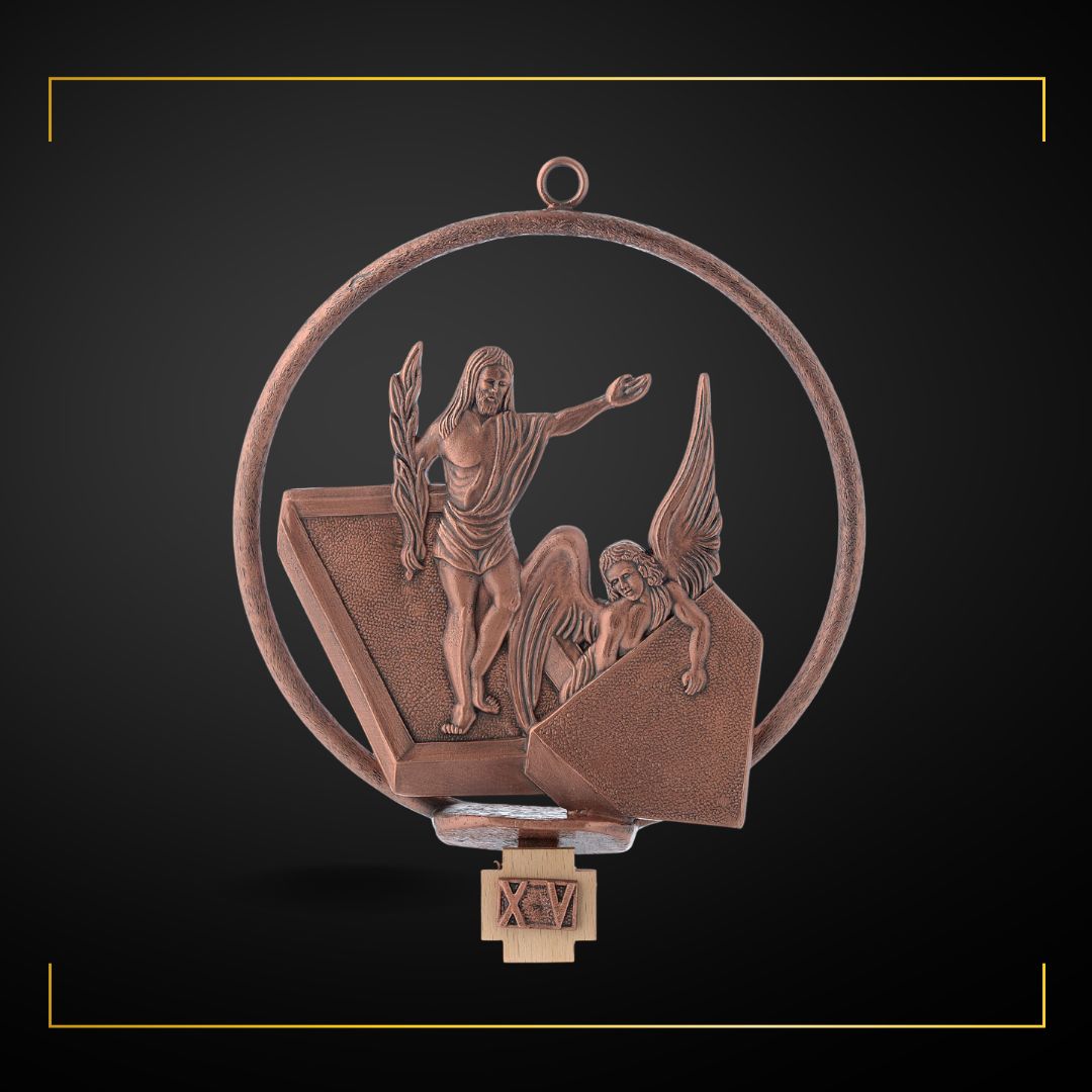 Stations of the Cross in copper bronze finish. Made in Italy and Sold by The Clergy Store