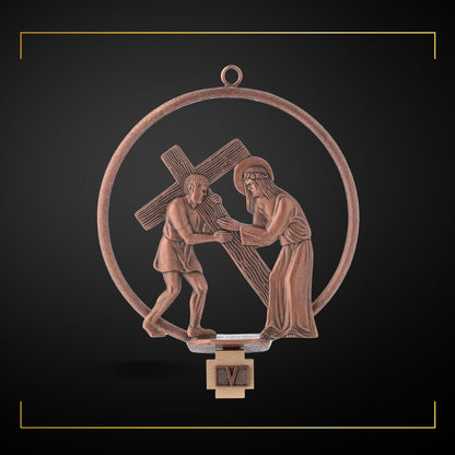 Stations of the Cross in copper bronze finish. Made in Italy and Sold by The Clergy Store