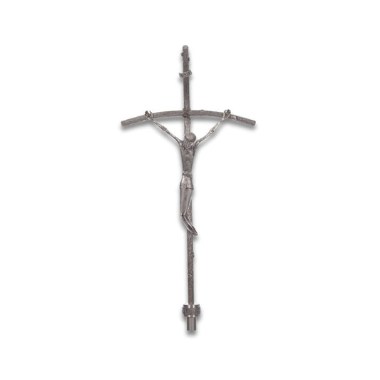 Processional cross contemporary style finished in silver. Made in Italy and sold by The Clergy Store