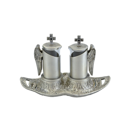 Cruet Set silver plated with Angel wings wine and water.