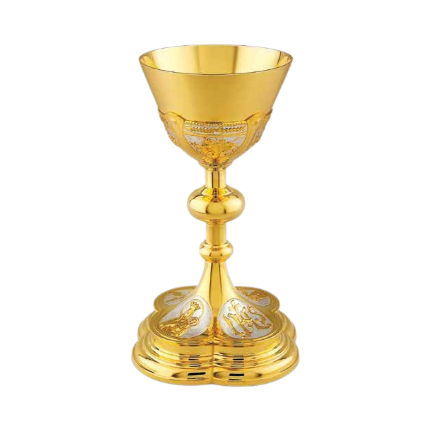 Chalice gold plated with Christian symbols