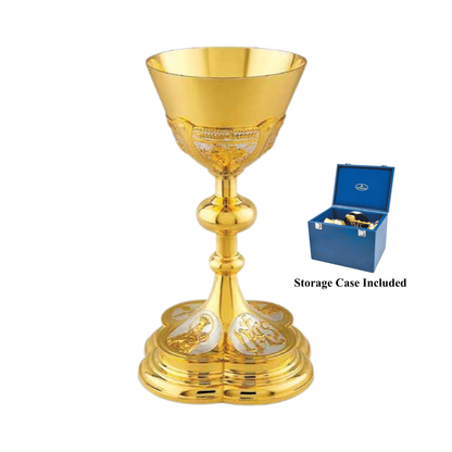 Chalice gold plated with Christian symbols