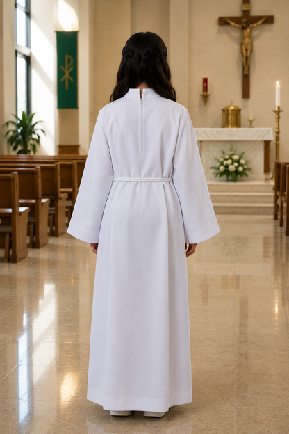 Altar Server Alb With Collar and Back Zipper Closure