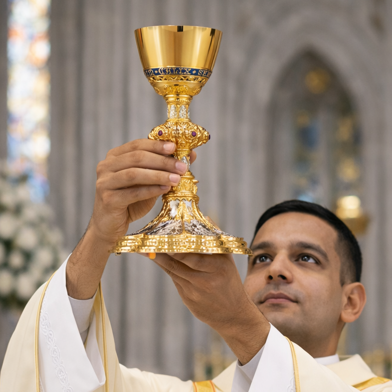 Chalice style 184 in the hands of the priest