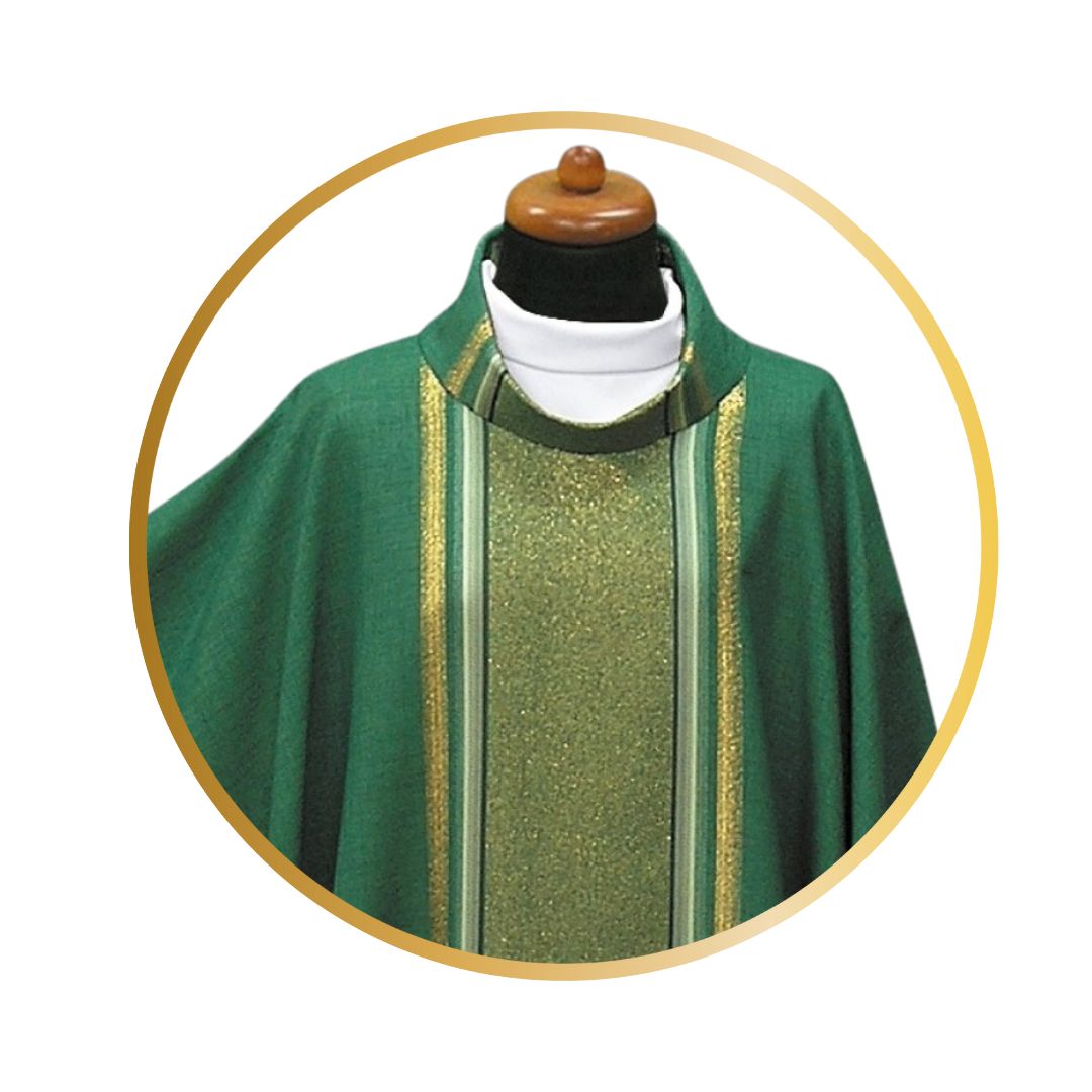 Chasuble with stripe lurex gold thread in monastic style and Cowl Collar
