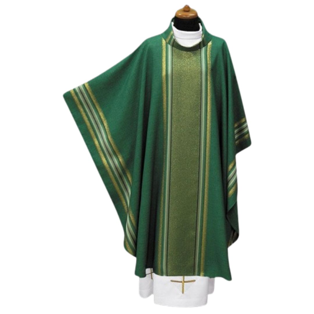 Chasuble with stripe lurex gold thread in monastic style and Cowl Collar