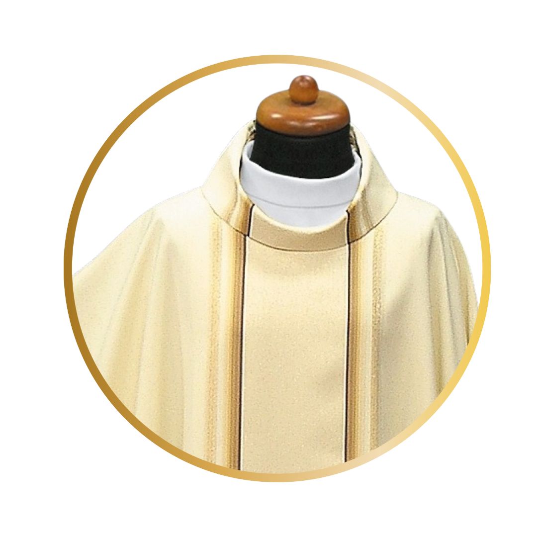 Chasuble with stripe lurex gold thread in monastic style and Cowl Collar