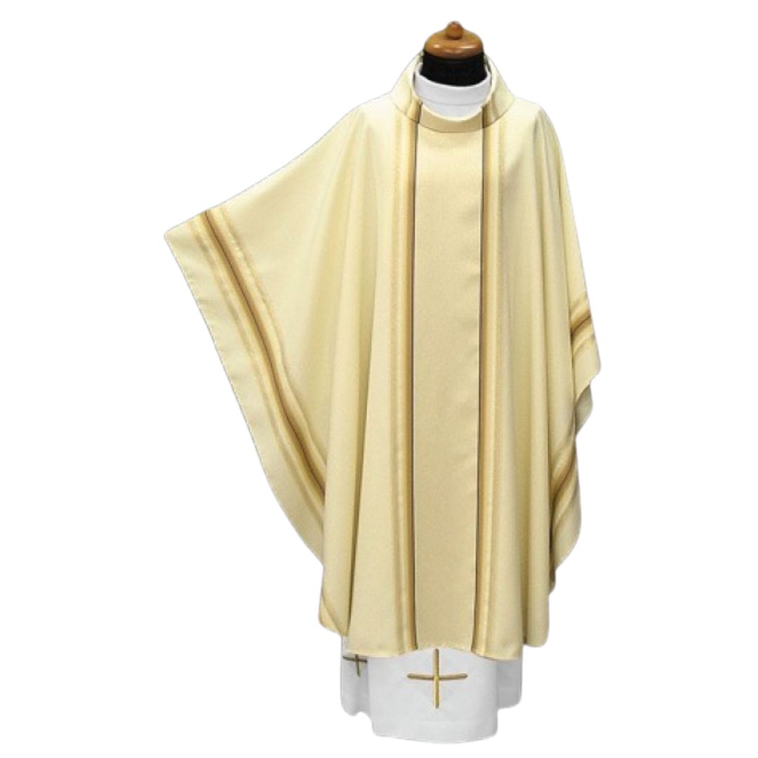 Chasuble with stripe lurex gold thread in monastic style and Cowl Collar