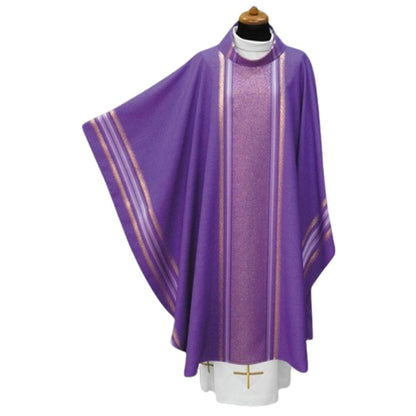 Chasuble with stripe lurex gold thread in monastic style and Cowl Collar