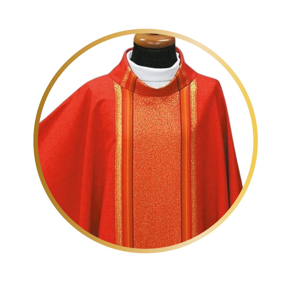 Chasuble with stripe lurex gold thread in monastic style and Cowl Collar