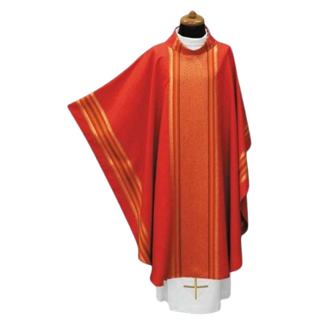 Chasuble with stripe lurex gold thread in monastic style and Cowl Collar