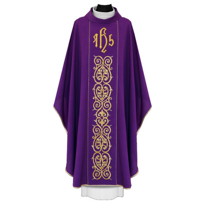 Chasuble Purple Gold IHS Embroidery Made by Alba Poland Style 2-167