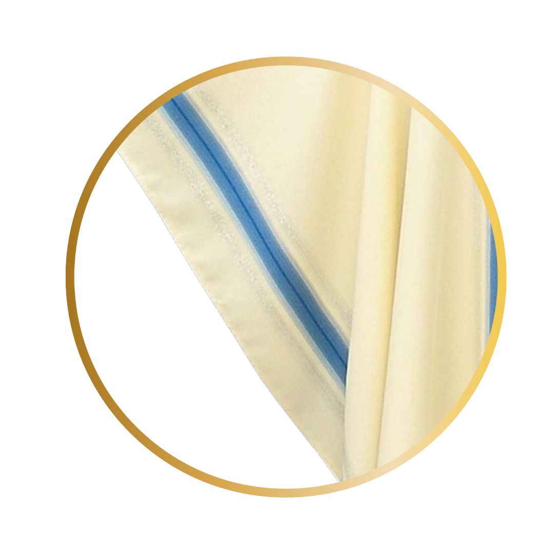 Marian chasuble with blue stripe and silver lurex in a monastic style