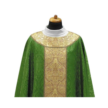 Canterbury Chasuble with brocade on lighweight damask. Made in Poland and sold by The Clergy Store