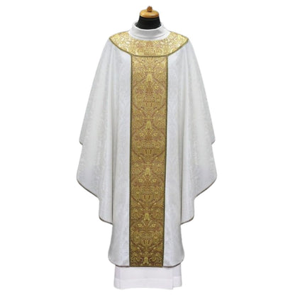 Canterbury Chasuble with brocade on lighweight damask. Made in Poland and sold by The Clergy Store