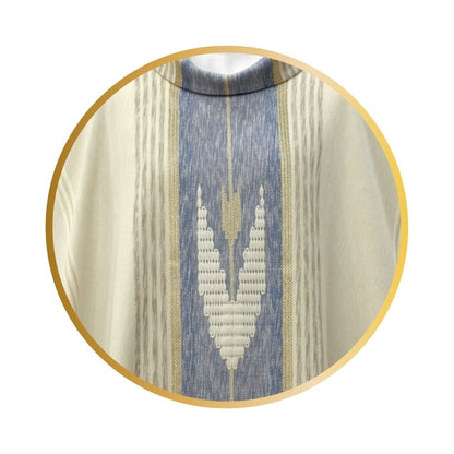 Handwoven chasuble ivory and blue. Perfect for feast of Mary celebration. 100% Wool