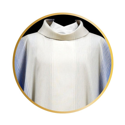 Handwoven chasuble ivory and blue. Perfect for feast of Mary celebration. 100% Wool