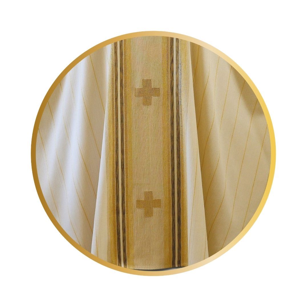 Handwoven chasuble ivory with crosses. 100% Wool