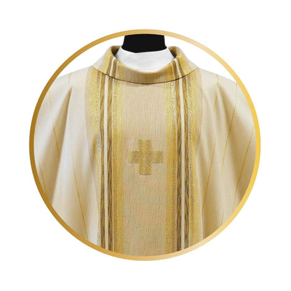 Handwoven chasuble ivory with crosses. 100% Wool