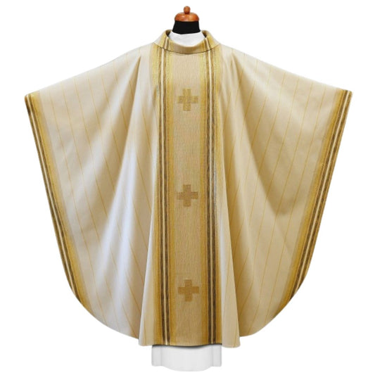 Handwoven chasuble ivory with crosses. 100% Wool