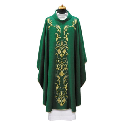 Chasuble with embroidered wheat and grapes Made in Poland and sold by The Clergy Store