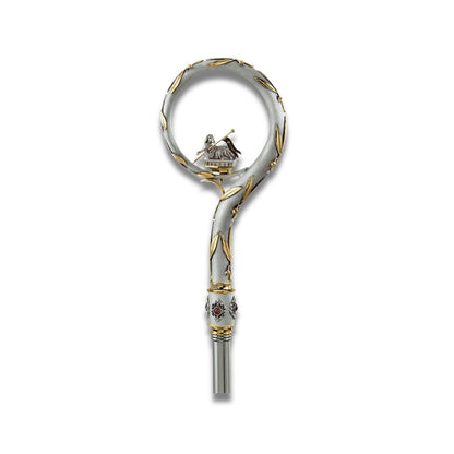 Bishop's Crozier two-tone finish gold and silver with the Lamb of God Stones made in Italy by Desta and sold by The Clergy Store