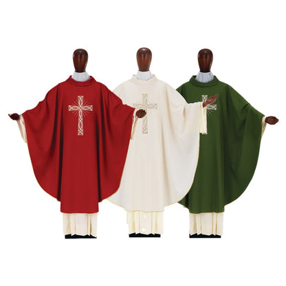 Liturgical chasubles with an embroidered cross. 