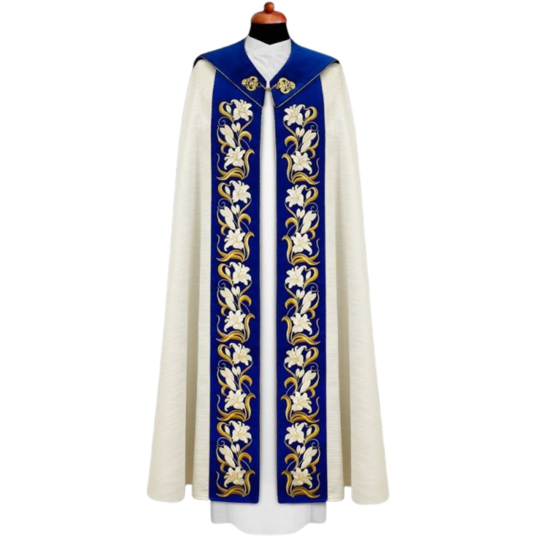 Liturgical cope vestment Marian. Made in Poland and sold by The Clergy Store