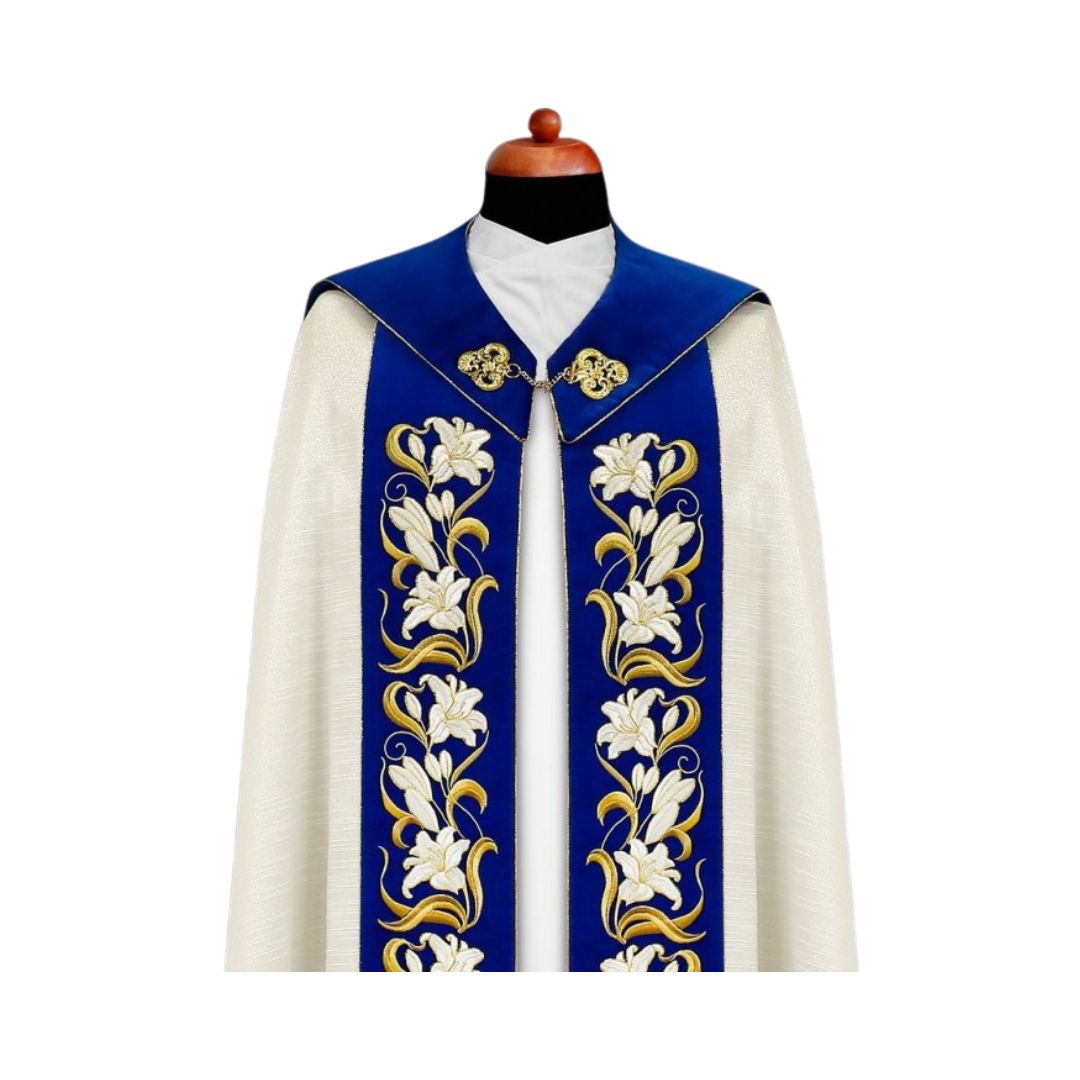 Liturgical cope vestment Marian. Made in Poland and sold by The Clergy Store