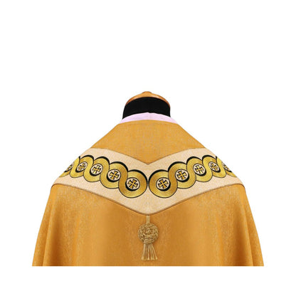 Liturgical cope vestments embroidered crosses. Made in Poland and sold by The Clergy Store
