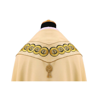 Liturgical cope vestments embroidered crosses. Made in Poland and sold by The Clergy Store