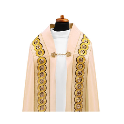 Liturgical cope vestments embroidered crosses. Made in Poland and sold by The Clergy Store