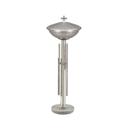 Altar baptismal font hammered silver finish with stand. Made in Italy and sold by The Clergy Store