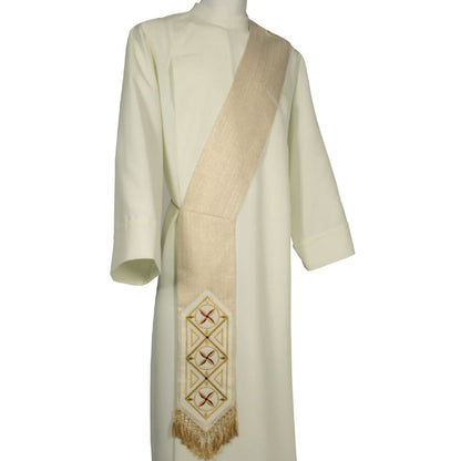 Deacon Stole with brocade bands Made in Italy and sold by The Clergy Store