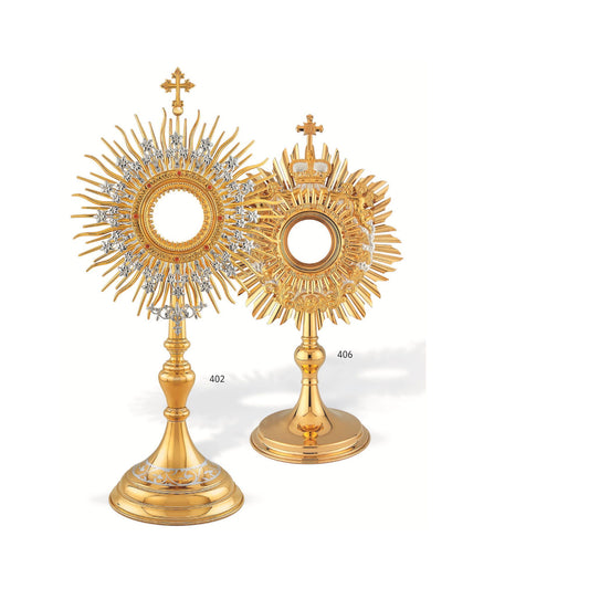 Traditional Monstrances Gold Plated. Made in Poland and sold by The Clergy Store