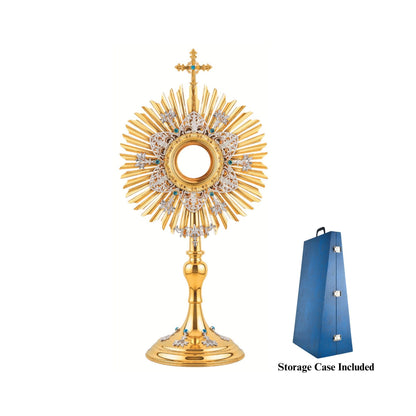 Traditional Monstrance 24-Karat Gold Plated Style 411 . Made in Poland and sold by The Clergy Store