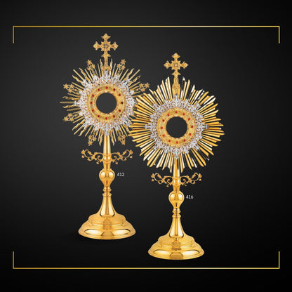 Traditional Monstrances Gold Plated. Made in Poland and sold by The Clergy Store