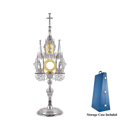 Gothic Monstrance with figures of the Mother of God, St. Anne, 
St. Joachim, St. Adalbert, and St. Stanislaus, 37¾” Ht.; glass luna: 2¾”