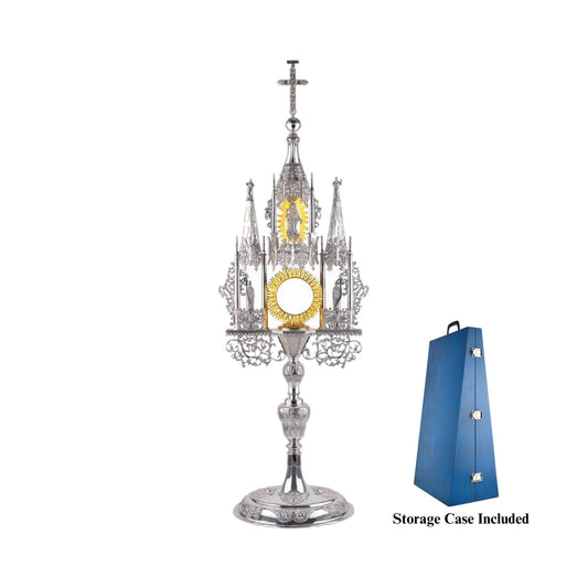 Gothic Monstrance with figures of the Mother of God, St. Anne, 
St. Joachim, St. Adalbert, and St. Stanislaus, 37¾” Ht.; glass luna: 2¾”