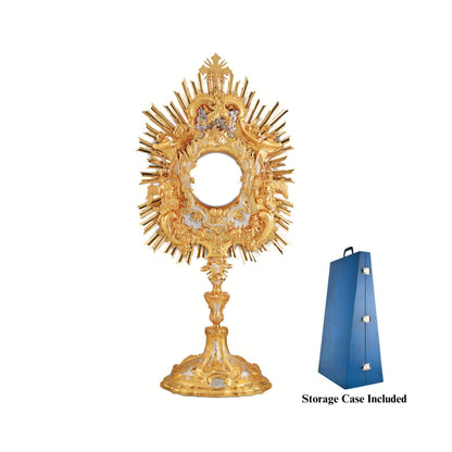 Baroque Monstrance Made in Poland Brass Gold Plated Style 425.  Sold by The Clergy Store