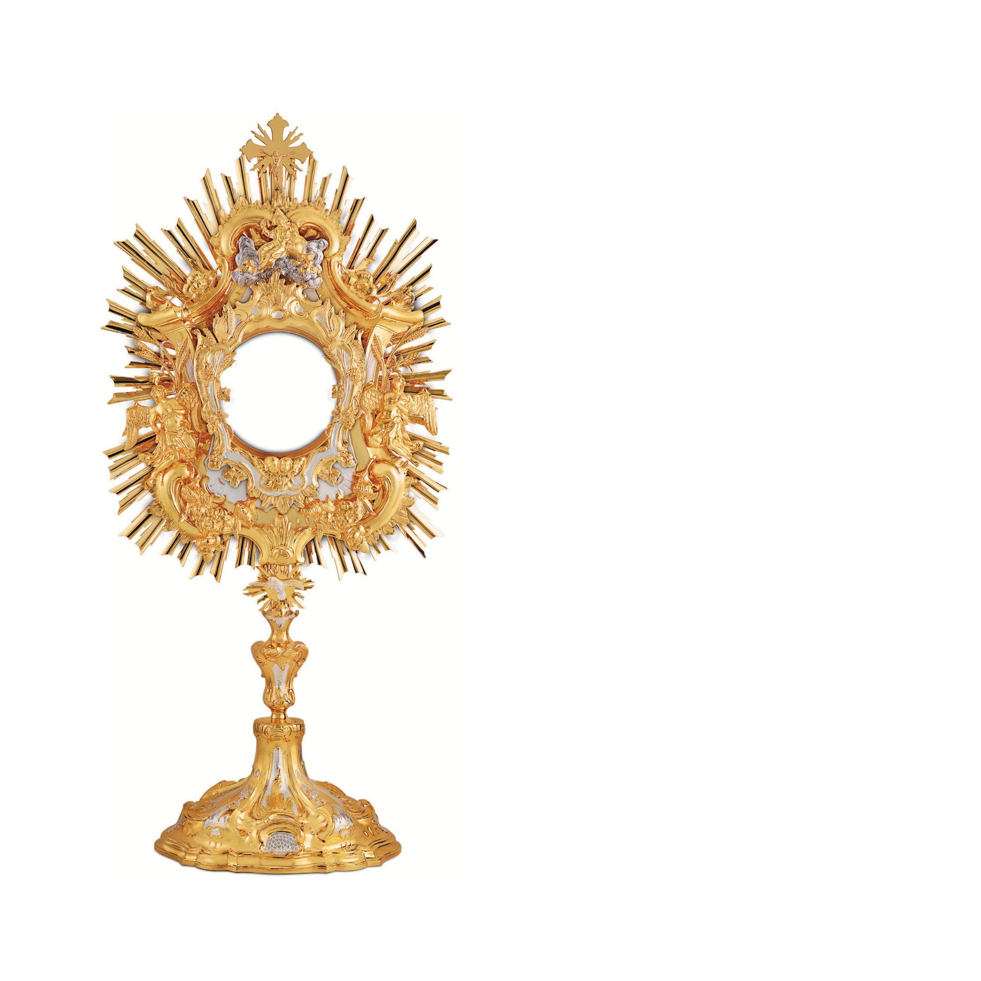 Baroque Monstrance Made in Poland Brass Gold Plated Style 425.  Sold by The Clergy Store