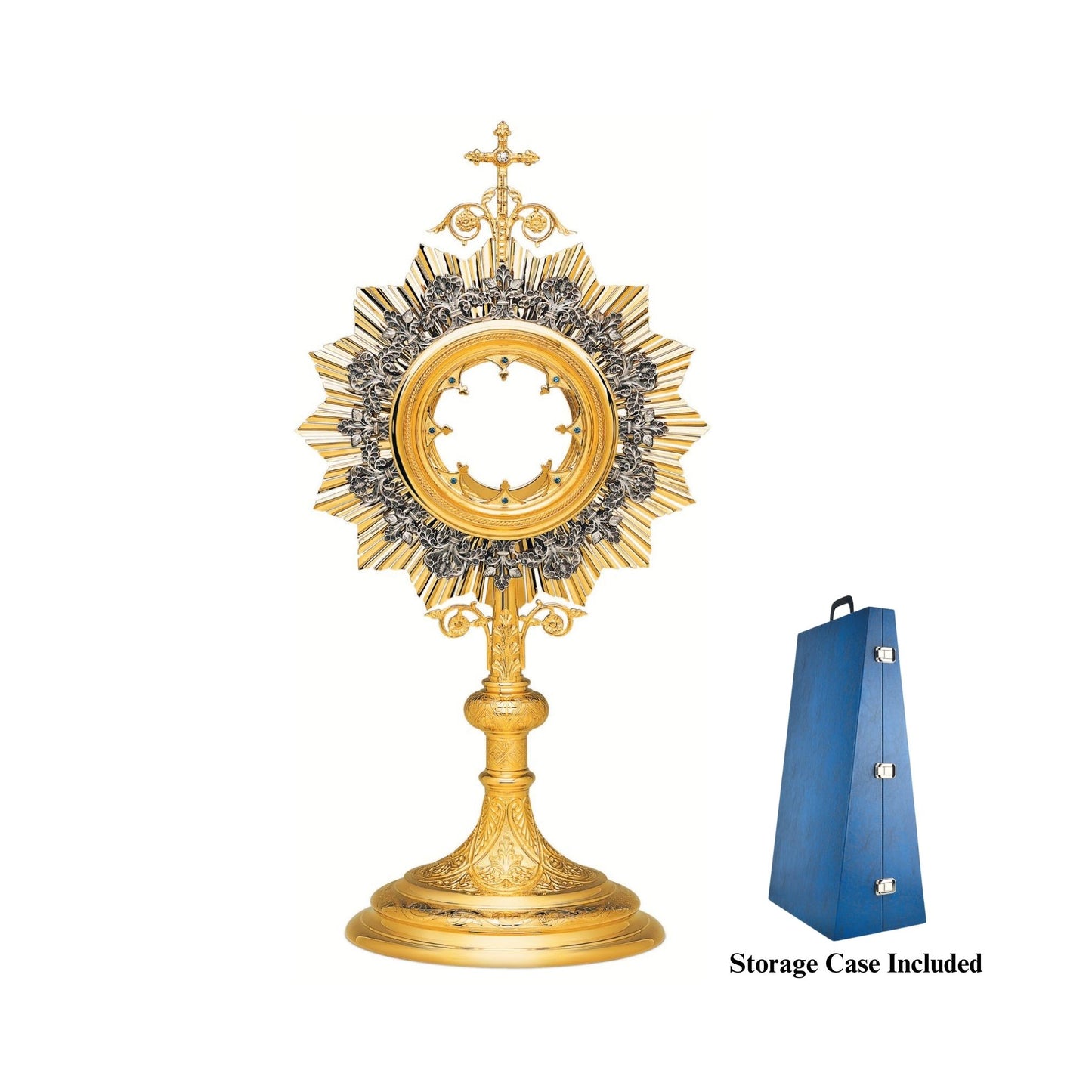 Traditional Monstrance 24-Karat Gold Plated Style 430. Made in Poland and sold by The Clergy Store